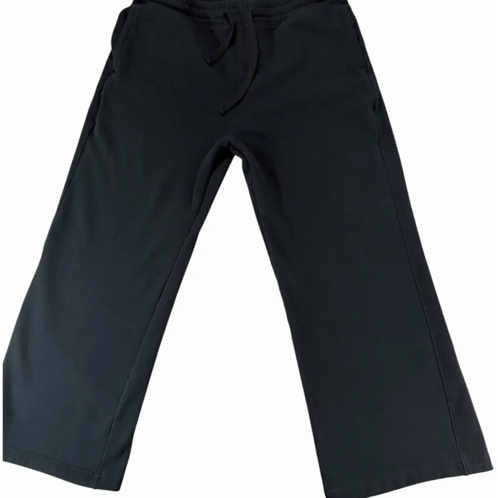 Aéropostale Men's Fleece Lined Sweatpants Size L Black Straight Leg Drawstring